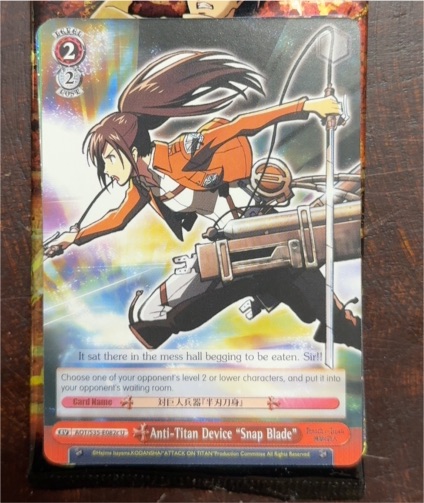 Weiss Schwarz Attack on Titan Anti-Titan Device "Snap Blade" AOT/S35-E082c — front