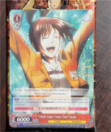 Weiss Schwarz Attack on Titan #AOT/S35-E062 "104th Cadet Corps Class" Sasha Braus — front