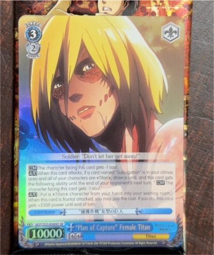 Weiss Schwarz S35-E089 "Plan of Capture" Female Titan — front