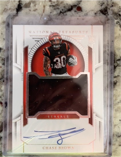 2023 Panini National Treasures Chase Brown Rookie Patch Auto — front