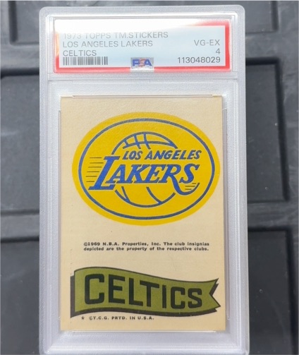 1973 Topps Team Stickers Los Angeles Lakers / Boston Celtics — front