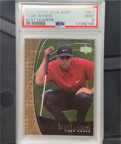 2001 Upper Deck Golf Stat Leaders #SL7 Tiger Woods — front