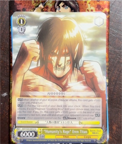 Weiss Schwarz Attack on Titan AOT/S35-E012 U "Humanity's Rage" Eren Titan — front