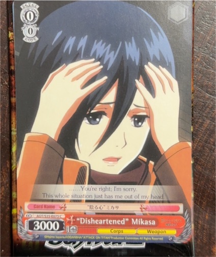 Weiss Schwarz AOT/S35-E073 C "Disheartened" Mikasa — front