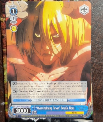 Weiss Schwarz AOT/S35-096 "Overwhelming Power" Female Titan — front
