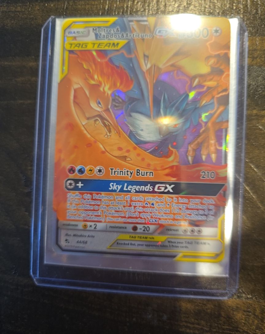 2019 Pokemon Hidden Fates #44 Moltres & Zapdos & Articuno GX — front