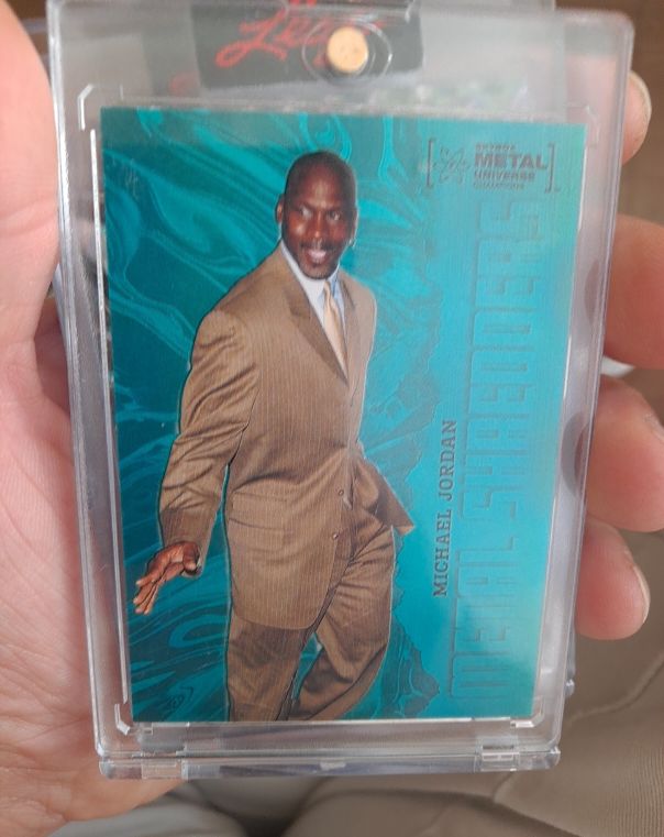 2022 Skybox Metal Universe Champions #101 Michael Jordan Metal Shredders Aqua — front