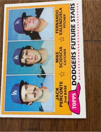 1981 Topps #302 Jack Perconte/Mike Scioscia/Fernando Valenzuela — front