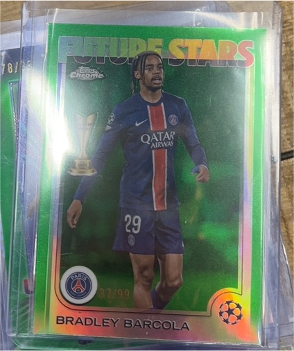 2024-25 Topps Chrome UEFA Club Competitions #116 Bradley Barcola Future Stars — front