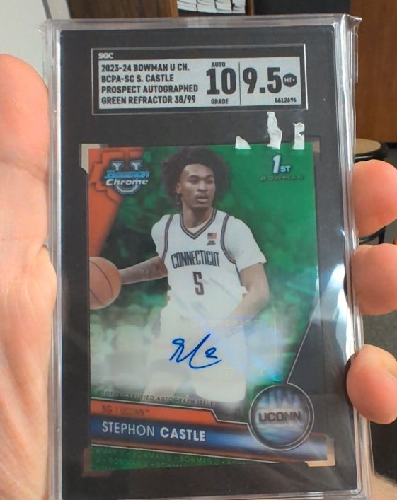 2023-24 Bowman U Chrome BCPA-SC Stephon Castle Prospect Autographed Green Refractor #38/99 — front