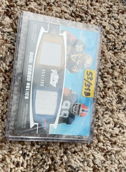 2011 Topps Prime Dual Combo Relics Marcel Dareus / Hakeem Nicks — front