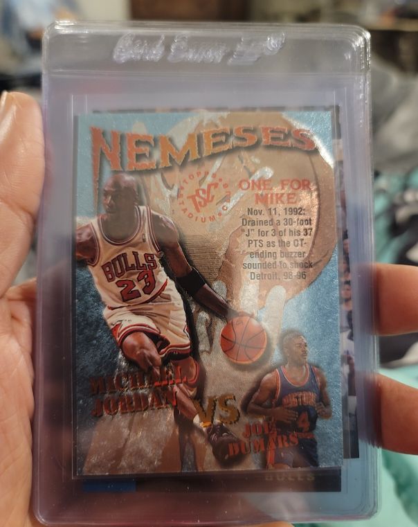 1995-96 Topps Stadium Club #N10 Michael Jordan / Joe Dumars Nemeses — front