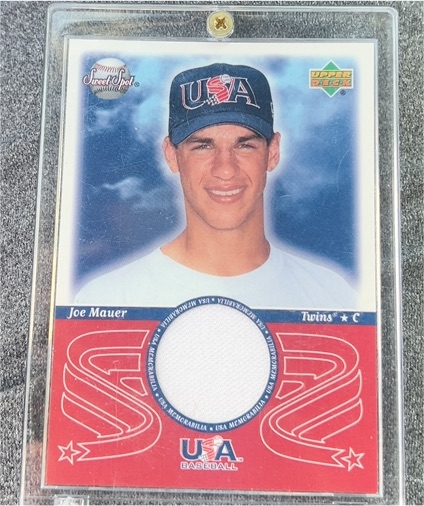 2002 Upper Deck Sweet Spot USA Jerseys #USA-JM Joe Mauer — front