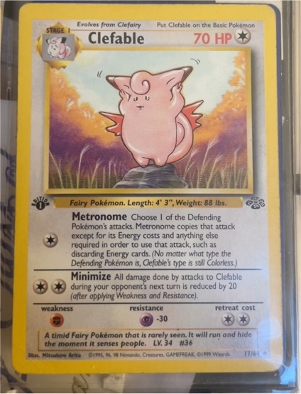 1999 Pokémon Jungle #17 Clefable — front