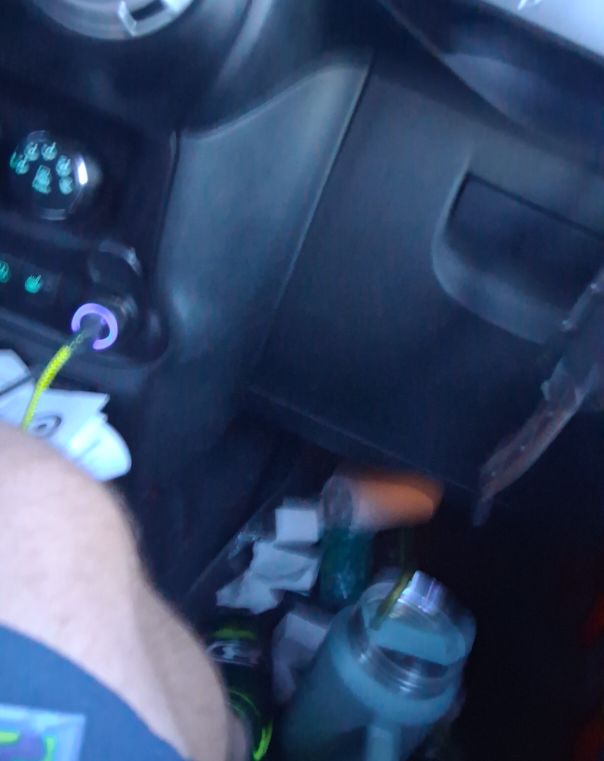 Car Interior Center Console with Cup Holder and Gear Shift Area — front