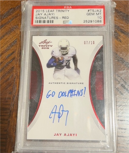 2015 Leaf Trinity Signatures Red #TSJA2 Jay Ajayi — front