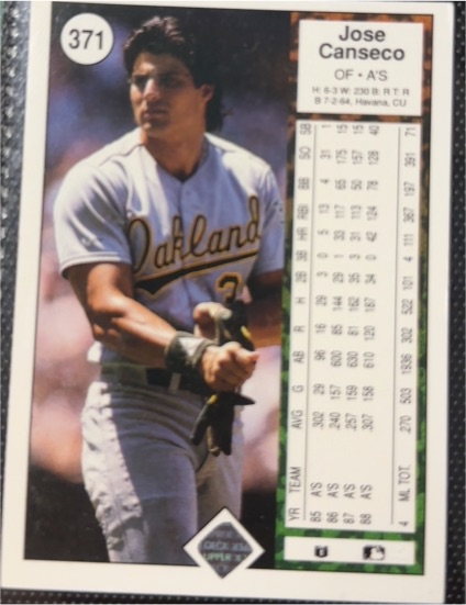 1989 Upper Deck #371 Jose Canseco — front