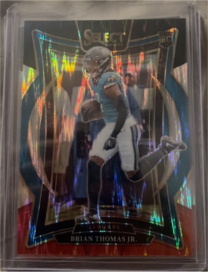 2024 Panini Select #91 Brian Thomas Jr. Concourse Red & Blue Prizm Shock RC — front