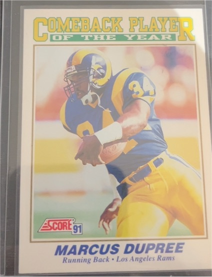 1991 Score #618 Marcus Dupree Comeback Player of the Year — front