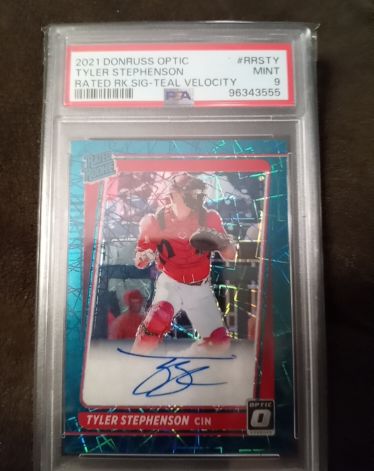 2021 Donruss Optic #RASTY Tyler Stephenson Rated Rookie Signature Teal Velocity — front