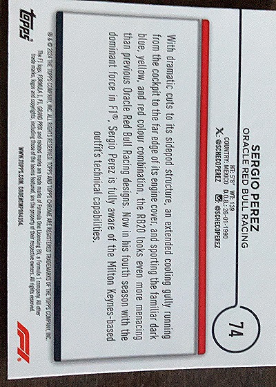 2024 Topps Chrome Formula 1 #74 Sergio Perez — back