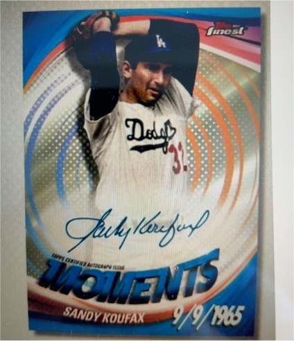 2025 Topps Finest Moments On Card Auto #FMA-SK Sandy Koufax — front