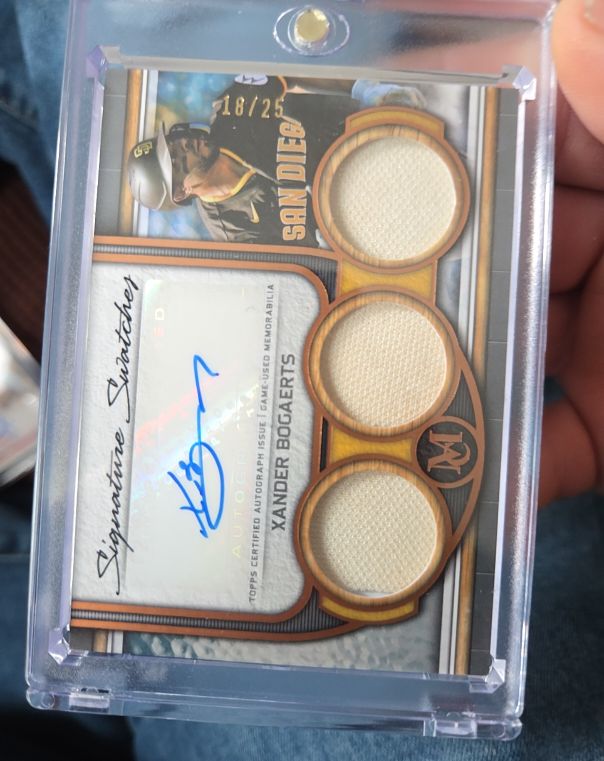 2023 Topps Museum Collection Signature Swatches Triple Relic Autograph #SWTRA-XB Xander Bogaerts — front