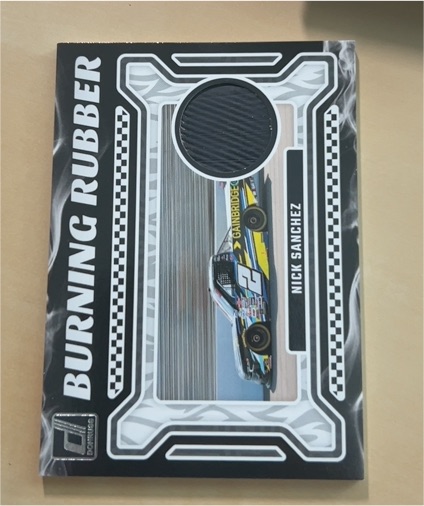 2024 Donruss Racing Burning Rubber Tire Patch Relic #BRM-NS Nick Sanchez — front
