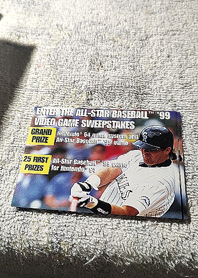 1999 All-Star Baseball Video Game Sweepstakes Card — front