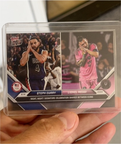 2024 Topps Now #128 Steph Curry & Lionel Messi Night, Night! — front