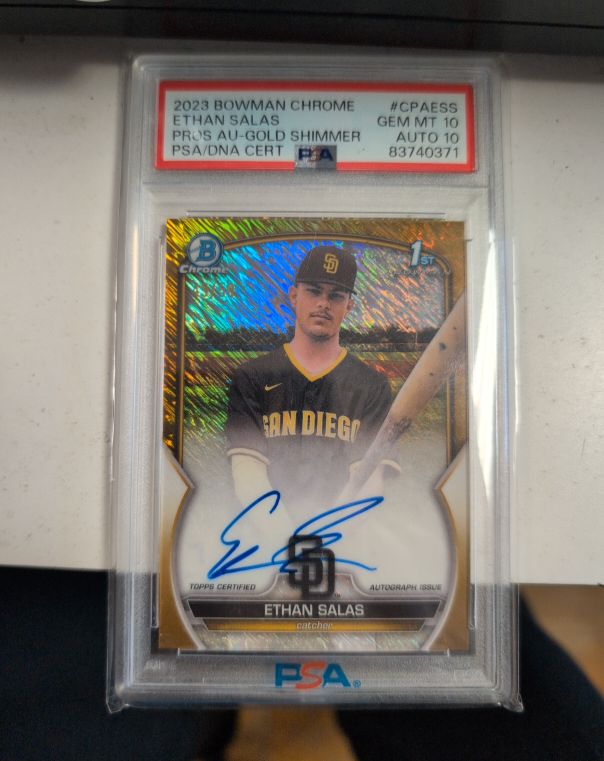 2023 Bowman Chrome #CPAESS Ethan Salas Pro's Au-Gold Shimmer Auto — front
