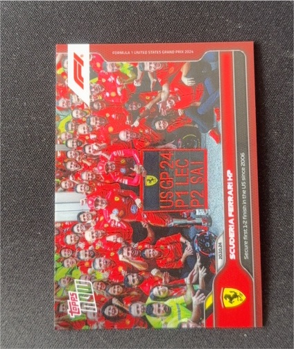 2024 Topps Now Formula 1 #61 Scuderia Ferrari 1-2 Finish Leclerc Sainz — front