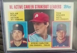 1984 Topps #707 NL Active Career Strikeout Leaders Steve Carlton Nolan Ryan Tom Seaver — front