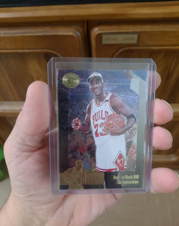 1996 Upper Deck Michael Jordan The Jordan Collection #JC22 Back To Back Champs — front
