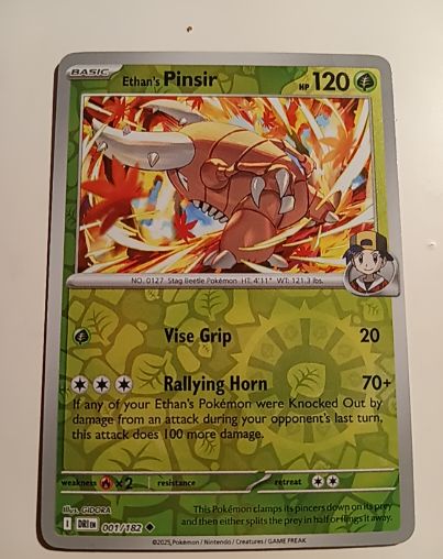 2022 Pokemon SV10: Destined Rivals #001 Ethan's Pinsir — front