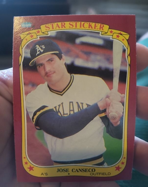 1986 Fleer Star Stickers #19 Jose Canseco — front