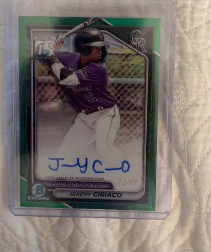 2024 Bowman Chrome Prospect Autographs #CPA-JC Jeremy Ciriaco — front