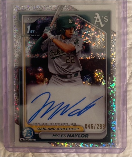 2024 Bowman Chrome #CPA-MN Myles Naylor 1st Bowman Auto Oakland Athletics — front