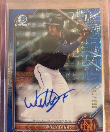 2022 Bowman Chrome #CPA-WF Willy Fanas — front