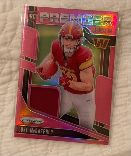 2024 Panini Prizm Premier Jerseys #PJ-LMY Luke McCaffrey — front
