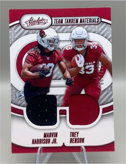 2024 Panini Absolute Team Tandem Materials #TTM-RC1 Marvin Harrison Jr. / Trey Benson — front
