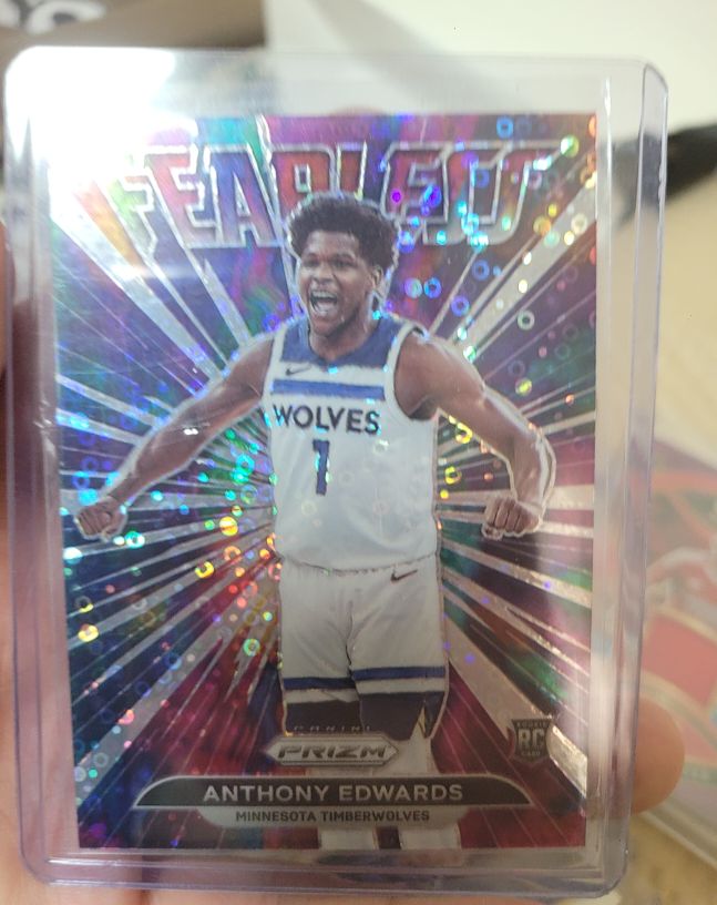 2021-22 Panini Prizm #15 Anthony Edwards Fearless — front