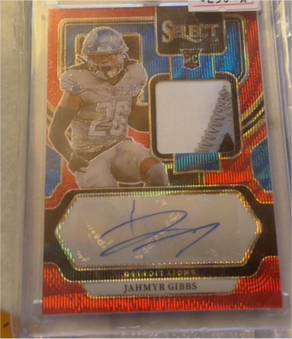 2023 Panini Select Rookie Signature Memorabilia Red Prizm Jahmyr Gibbs — front