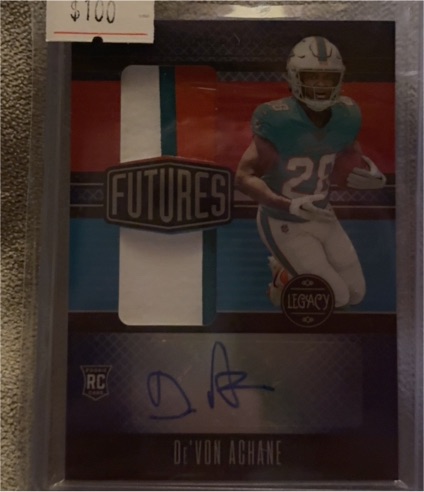 2023 Panini Legacy Futures Patch Auto #FDA-18 De'Von Achane — front