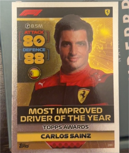 2022 Topps Turbo Attax F1 #280 Carlos Sainz Topps Awards — front