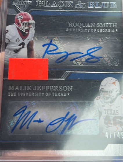 2018 Panini Majestic Black & Blue Dual Autograph Roquan Smith Malik Jefferson — front