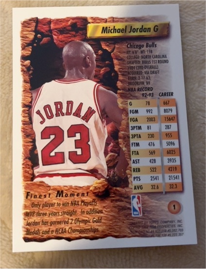 1993-94 Topps Finest #1 Michael Jordan — front