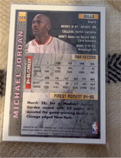 1995-96 Topps Finest #229 Michael Jordan — front