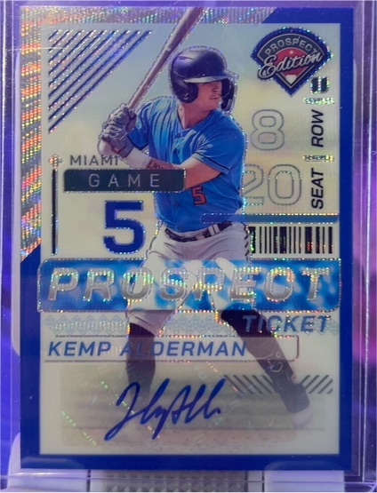 2024 Panini Prospect Edition #127 Kemp Alderman Blue Prizm Ticket Auto — front