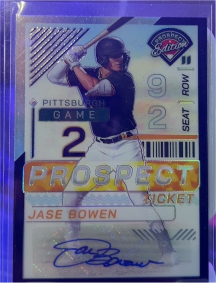 2024 Panini Prospect Edition #7 Jase Bowen Blue Ice Ticket — front